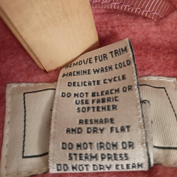 L.L. Bean Wool Blend Fleece Walking Coat Rose Pink Fur Hood Women’s Petite M - Picture 9 of 15